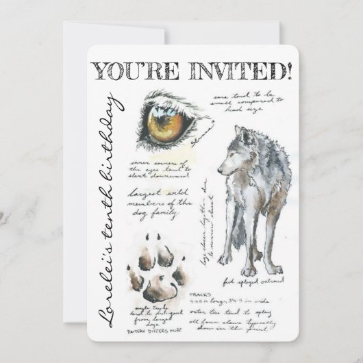 Custom Canis Lupus Wolf Illustration Einladung (Vorderseite)