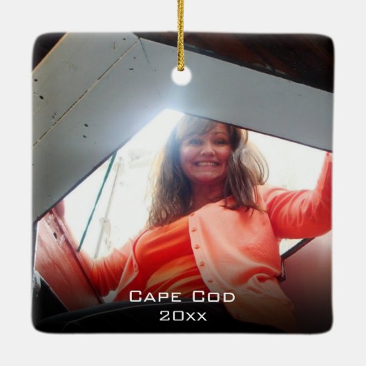 Custom Cape Cod Lighthouse Travel 2 Foto Modern Keramikornament (Rückseite)