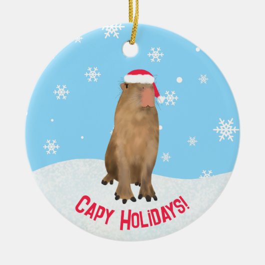 Custom Cape Holidays Funny Niedlich Capybara Pun Keramik Ornament (Vorne)