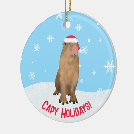 Custom Cape Holidays Funny Niedlich Capybara Pun Keramik Ornament (Links)