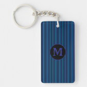 Custom Capital Initial Navy Blue Stripes Keychain Schlüsselanhänger (Vorderseite)