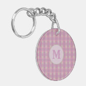 Custom Capital Initial Pink Plaid Stripe Key Chain Schlüsselanhänger (Vorderseite links)