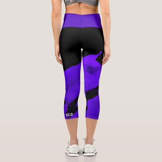 Custom Capri Leggings Pinsel Black & Violet (Rückseite)