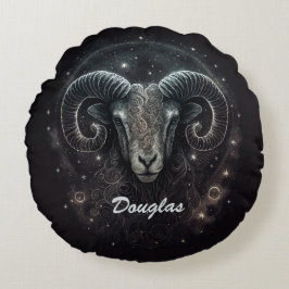 Custom Capricorn Zodiac Sign Black Rundes Kissen