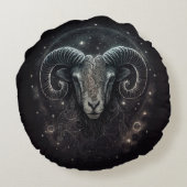 Custom Capricorn Zodiac Sign Black Rundes Kissen (Rückseite)