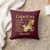 Custom Capricorn Zodiac Sign Gold Maroon Luxus Kissen (Decke)