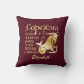 Custom Capricorn Zodiac Sign Gold Maroon Luxus Kissen (Rückseite)