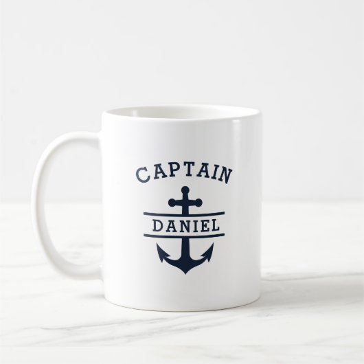 Custom Captain Boat Nautical Anchor Kaffeetasse (Links)