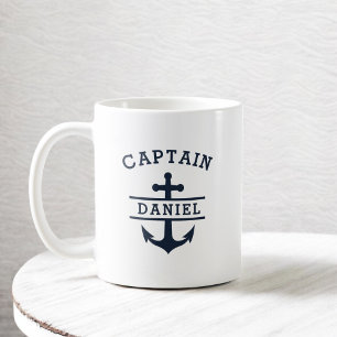 Custom Captain Boat Nautical Anchor Kaffeetasse