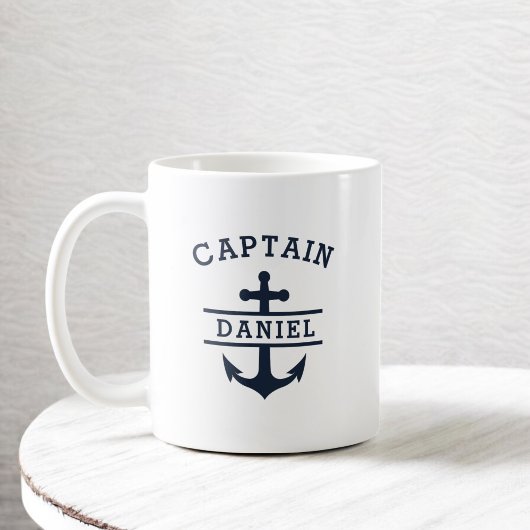 Custom Captain Boat Nautical Anchor Kaffeetasse