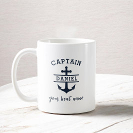 Custom Captain Boat Nautical Anchor Kaffeetasse