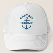 Custom Captain Boat Nautical Anchor Navy Ship Hat Truckerkappe (Vorderseite)