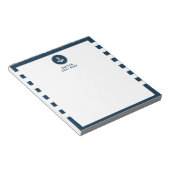 Custom Captain Boat Nautical Anchor Navy Stripes Notizblock (angewinkelt)