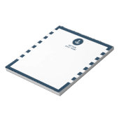 Custom Captain Boat Nautical Anchor Navy Stripes Notizblock (Rotiert)