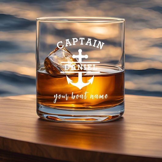 Custom Captain Boat Nautical Anchor Whiskyglas
