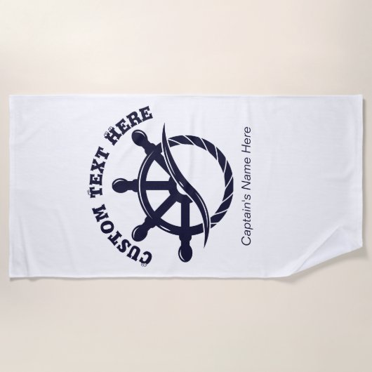 Custom Captain Boat Nautical Gift Strandtuch (Vorderseite)