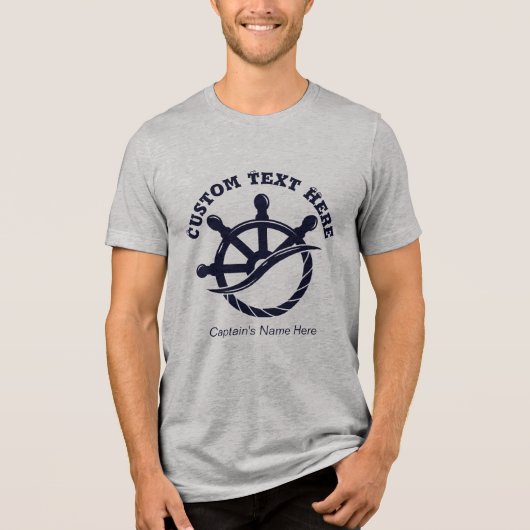 Custom Captain Boat Nautical Gift Tri-Blend Shirt (Vorderseite)