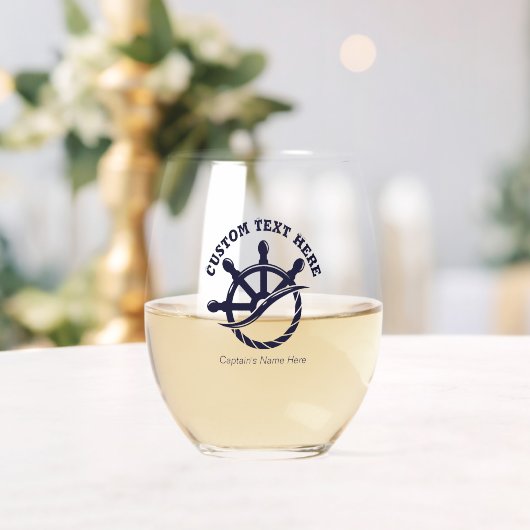 Custom Captain Boat Nautical Gift Weinglas Ohne Stiel (Insitu (Hochzeit))