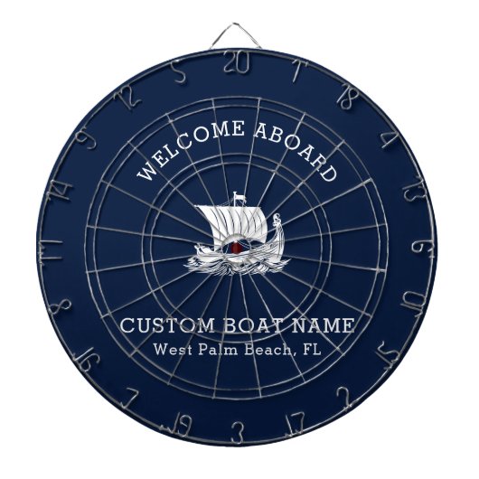 Custom Captain Boat Nautical Ship Logo Navy Dartscheibe (vorne)