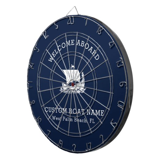 Custom Captain Boat Nautical Ship Logo Navy Dartscheibe (Vorderseite rechts)