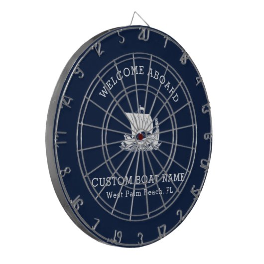 Custom Captain Boat Nautical Ship Logo Navy Dartscheibe (Vorderseite Links)
