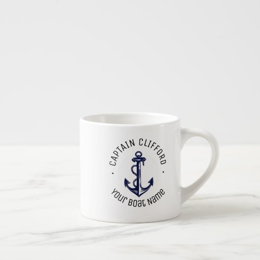 Custom Captain Name Boot Nautical Anchavy Espressotasse (Rechts)