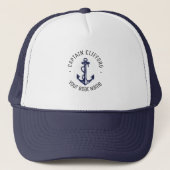 Custom Captain Name Boot Nautical Anchavy Truckerkappe (Vorderseite)