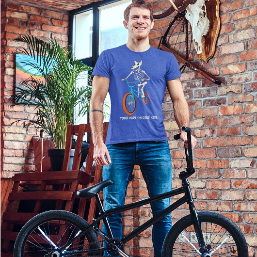 Custom Caption Skeleton on a BMX Bike Graphic T-Shirt