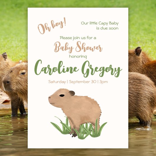 Custom Capy Baby Oh Boy Capybara Baby Dusche Einladung