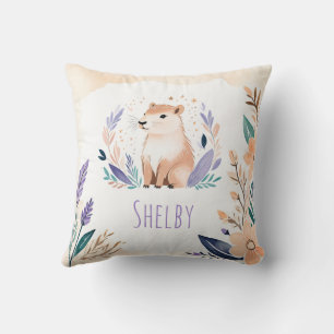 Custom Capybara Pillow mit Boho Floral Design - Kissen