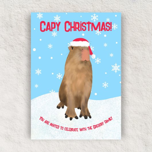 Custom Capybara Pun Cape Weihnachtsfamilie Urlaub Einladung