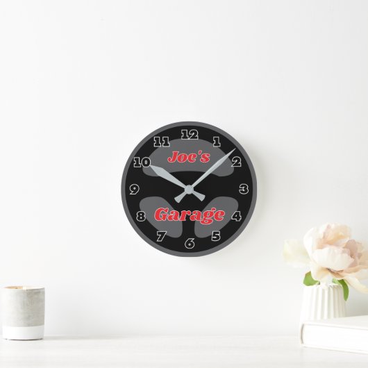 Custom car steering wheel garage wall clock design runde wanduhr (Zuhause)