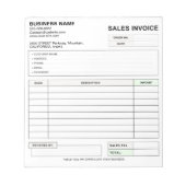 Custom Carbonless Sales Invoice Form, Company Name Notizblock (Vorderseite)