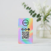 Custom Card Social Media QR Code Rainbow Hologramm Visitenkarte (Stehend Vorderseite)