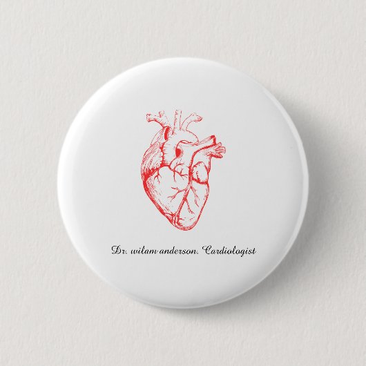 Custom Cardiologist Heart Anatomy Art Button (Vorderseite)