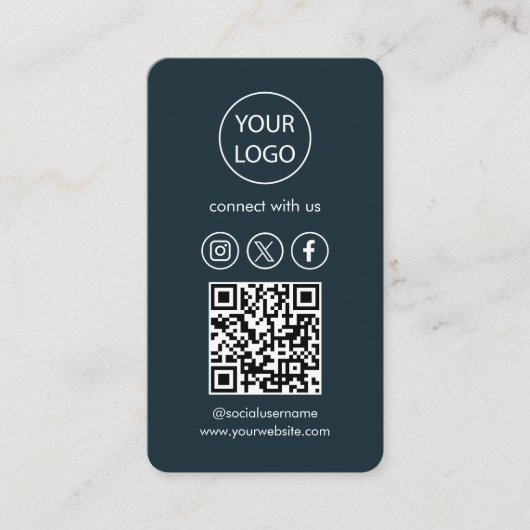 Custom Cards modern, Social Media QR Code Visitenkarte (Vorderseite)