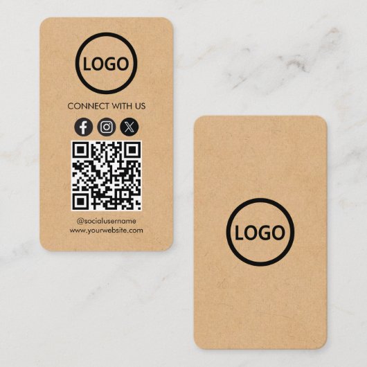 Custom Cards Social Media QR Code Kraft Papier Visitenkarte (Vorne/Hinten)