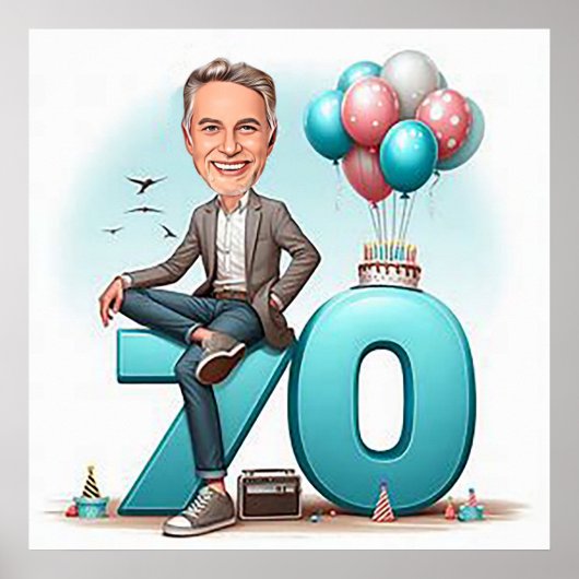 "Custom caricature – Send your photo for design" Poster (Vorne)