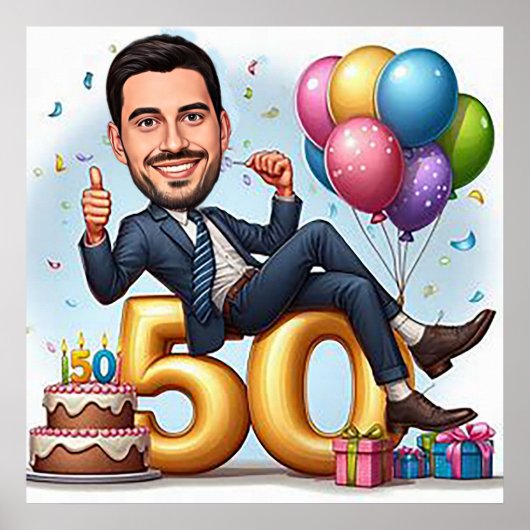 "Custom caricature – Send your photo for design Poster (Vorne)