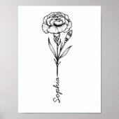 Custom Carnation Birth Blume Tattoo mit Name Poster (Vorne)
