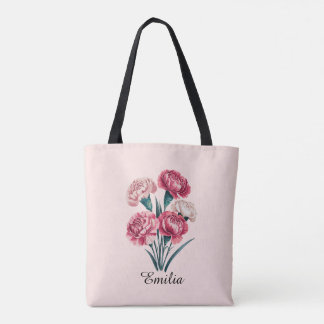 Custom Carnation January Birth Blume Tasche