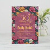 Custom Carnation Petal 50Th Birthday Einladung (Stehend Vorderseite)