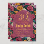 Custom Carnation Petal 50Th Birthday Einladung (Vorne/Hinten)