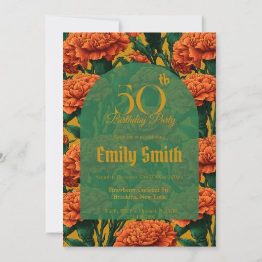 Custom Carnation Petal Girl Birthday Party Einladung (Vorderseite)