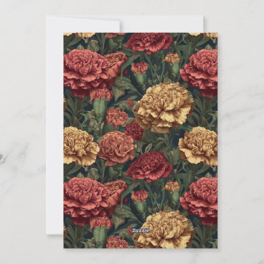 Custom Carnation Sparkle Boho Birthday Einladung (Rückseite)