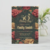 Custom Carnation Sparkle Boho Birthday Einladung (Stehend Vorderseite)