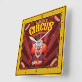 Custom Carnival Clown Big Top Family Circus Show Quadratische Wanduhr (Winkel)
