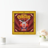 Custom Carnival Clown Big Top Family Circus Show Quadratische Wanduhr (Zuhause)