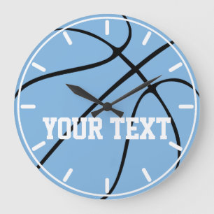 Custom Carolina Blue / Light Blue Basketball Clock Große Wanduhr
