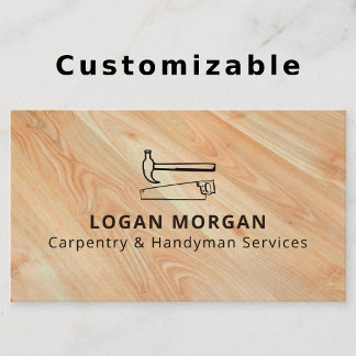 Custom Carpentry Handyman Wood Tools Modern Visitenkarte